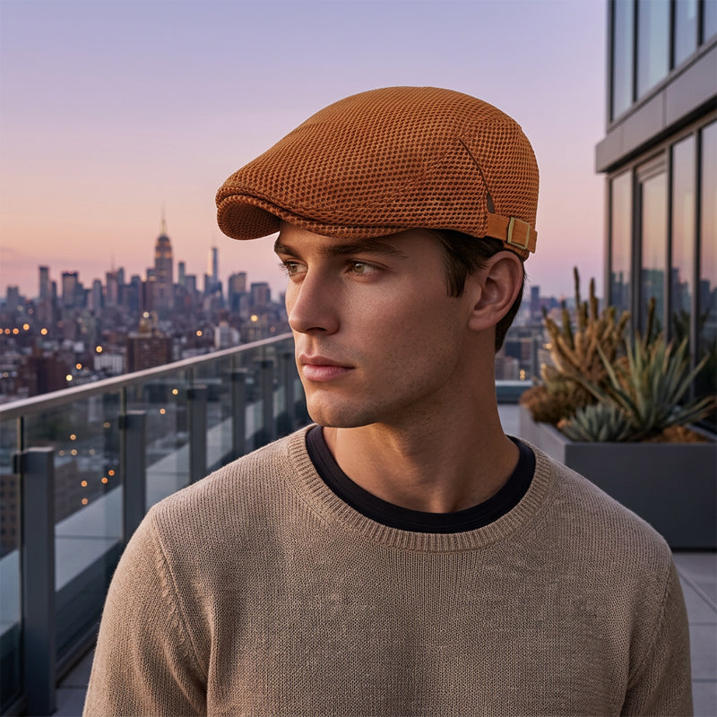 Casquette plate respirante avec sangle réglable ¨C tissu en mesh, style Ivy classique et bandeau anti-transpiration intégré