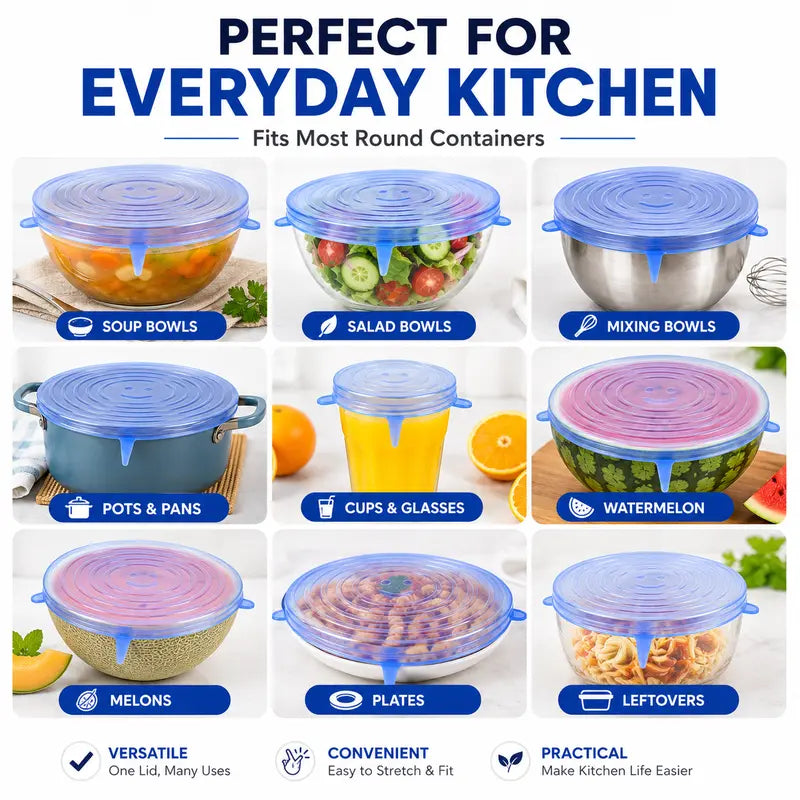 Couvercles en silicone Adpartner pour la conservation des aliments (lot de 6)