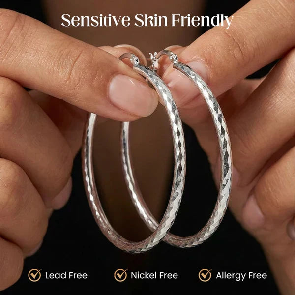 Pendientes de aro gratuitos con corte de diamante para mujer