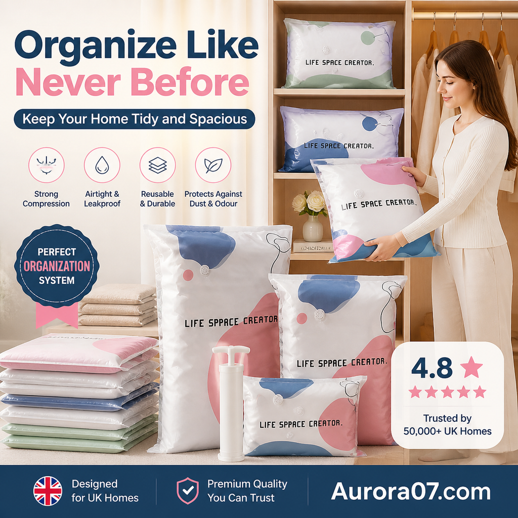 No©\Pump Vacuum Storage Bags ¨C Press & Seal, No Pump Needed. Saves 80% Space, Keeps Clothes Dry & Dust©\Free