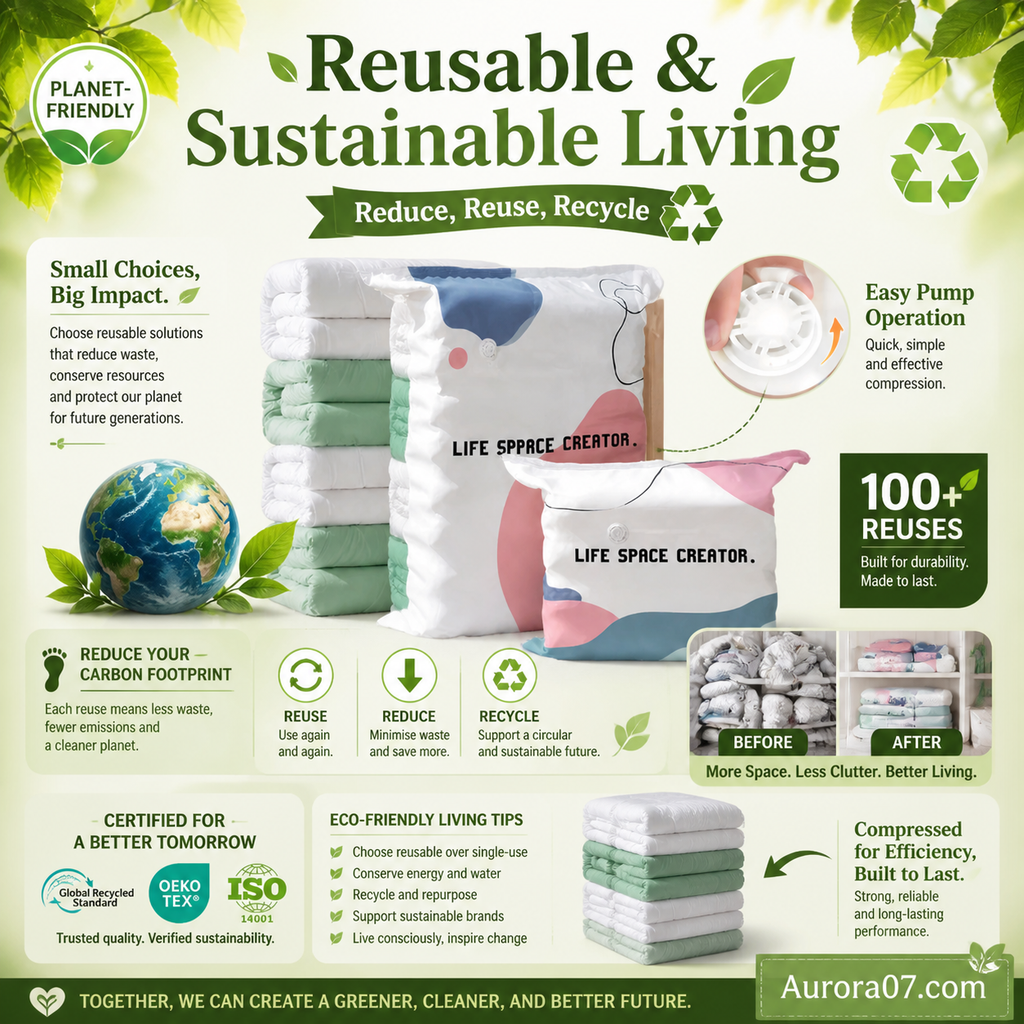 No©\Pump Vacuum Storage Bags ¨C Press & Seal, No Pump Needed. Saves 80% Space, Keeps Clothes Dry & Dust©\Free