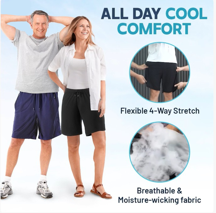 Unisex stretchshorts van ijzergaren met sneldrogende werking