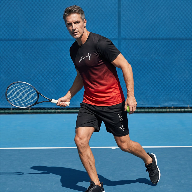Men's Gradient Color T-Shirt & Shorts Set