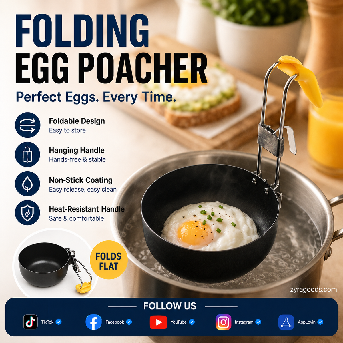 Moule pliable antiadhésif pour pocher les œufs