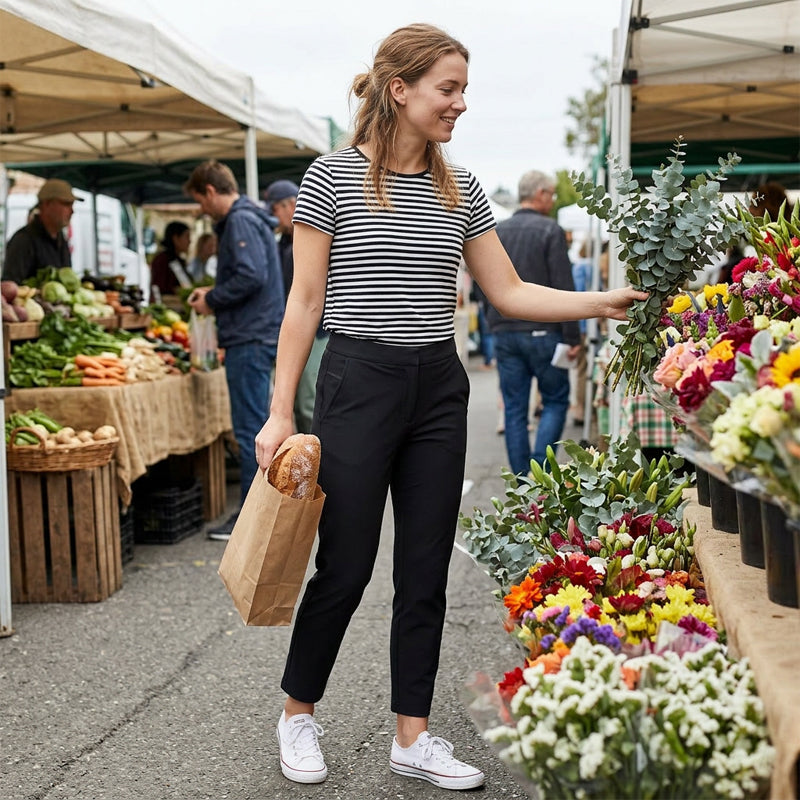 Pantalon taille haute à poches zippées ¨C ventre plat et extensible respirant
