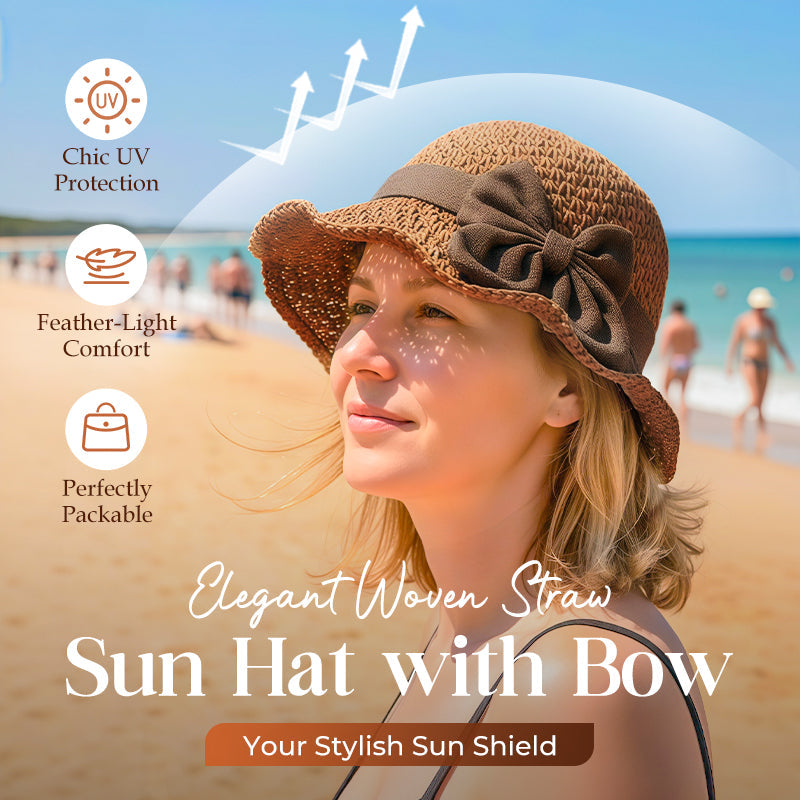 Elegant Woven Straw Sun Hat with Bow