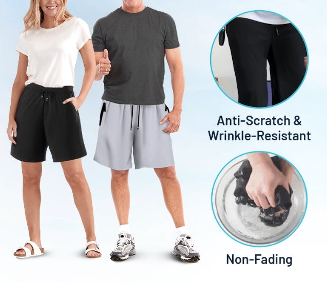 Unisex stretchshorts van ijzergaren met sneldrogende werking