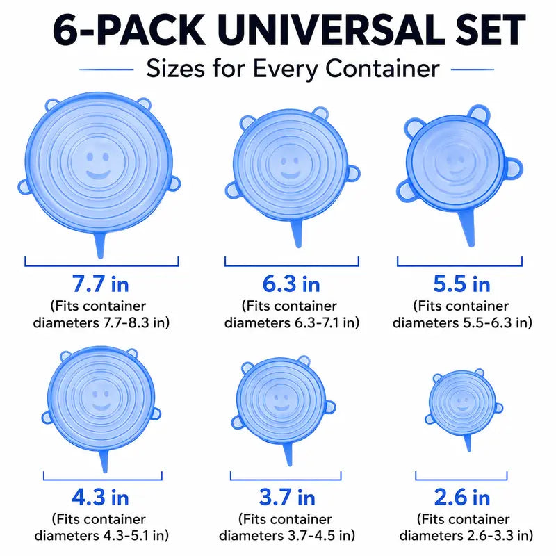 Couvercles en silicone Adpartner pour la conservation des aliments (lot de 6)
