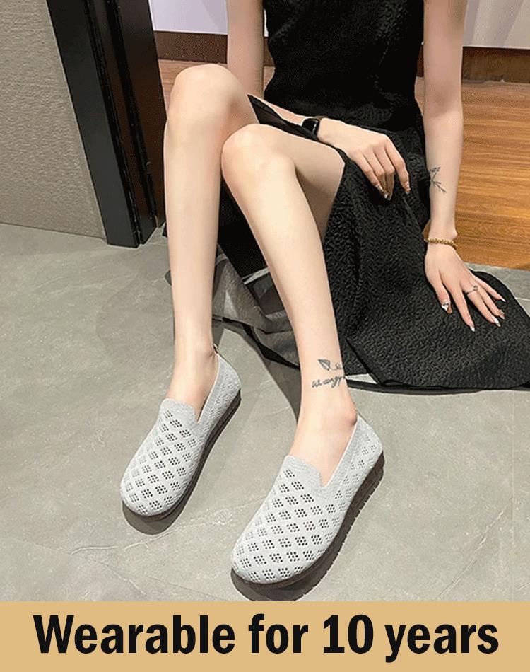 Scarpe da donna intrecciate, traforate e con suola morbida