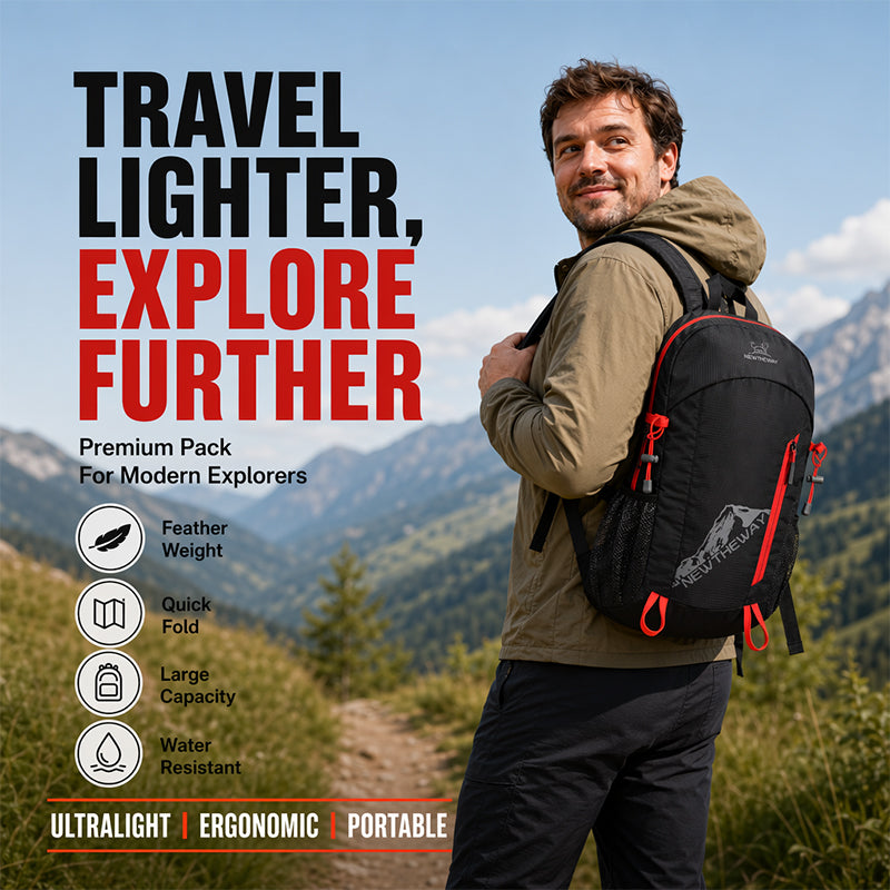 Opvouwbare waterdichte wandelrugzak - lichtgewicht opvouwbare dagrugzak