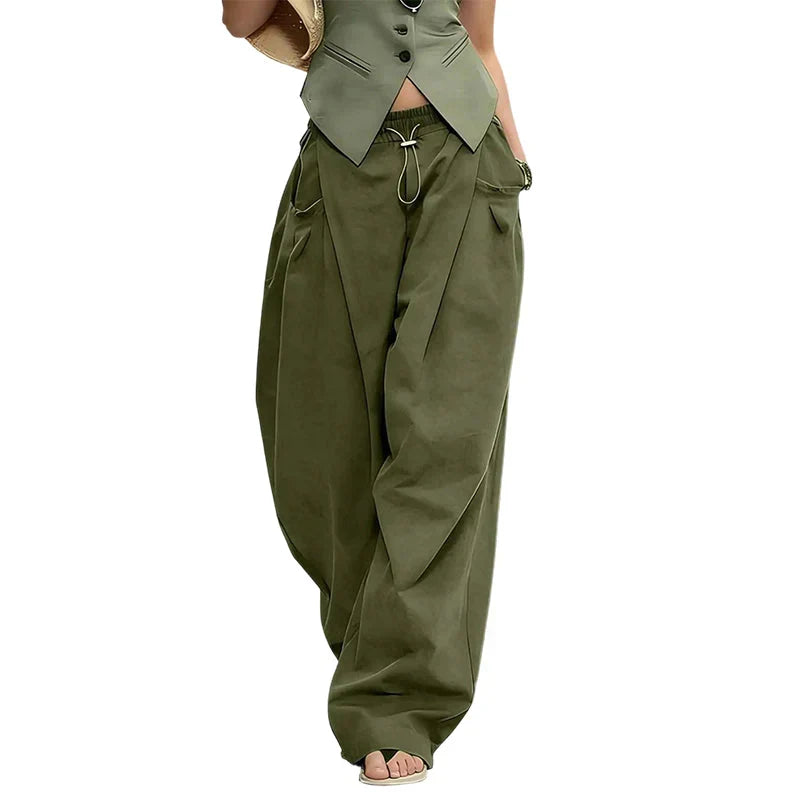 Voluminous Lantern Trousers ¨C Pleated, Drawstring Waist, Pockets