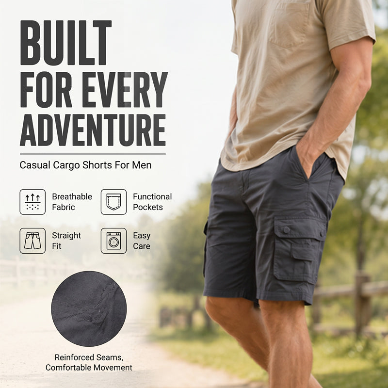 Pantaloncini cargo da uomo per attività all'aperto - Multitasche e traspiranti