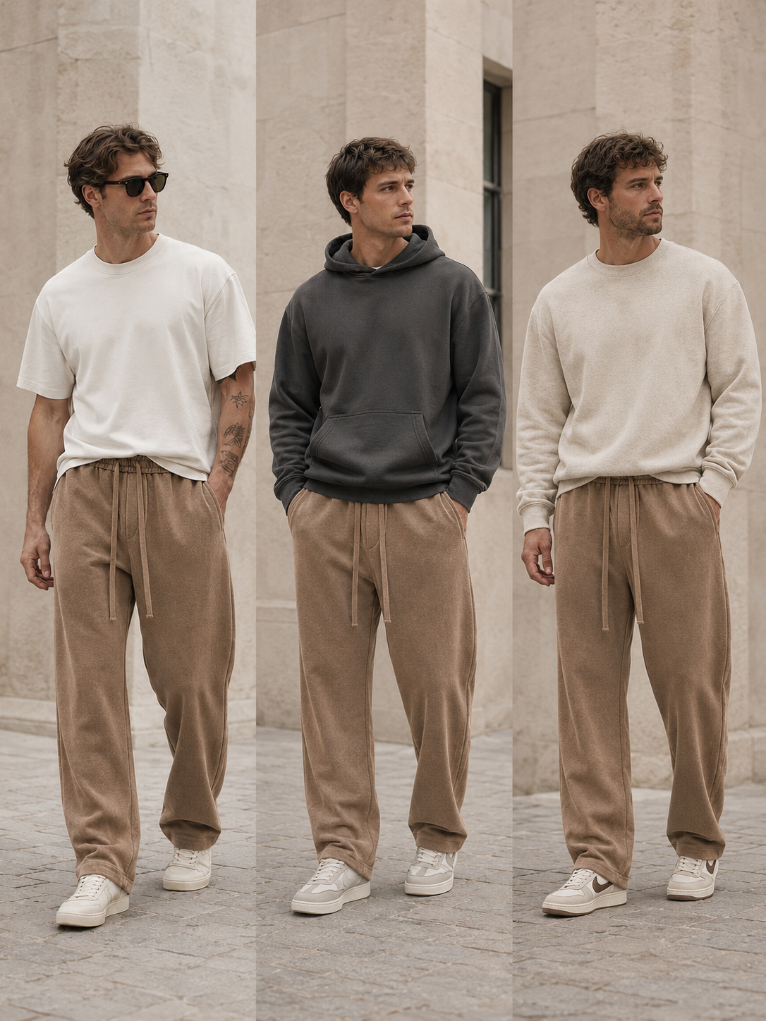 Pantaloni della tuta da uomo in cotone effetto délavé - vestibilità comoda