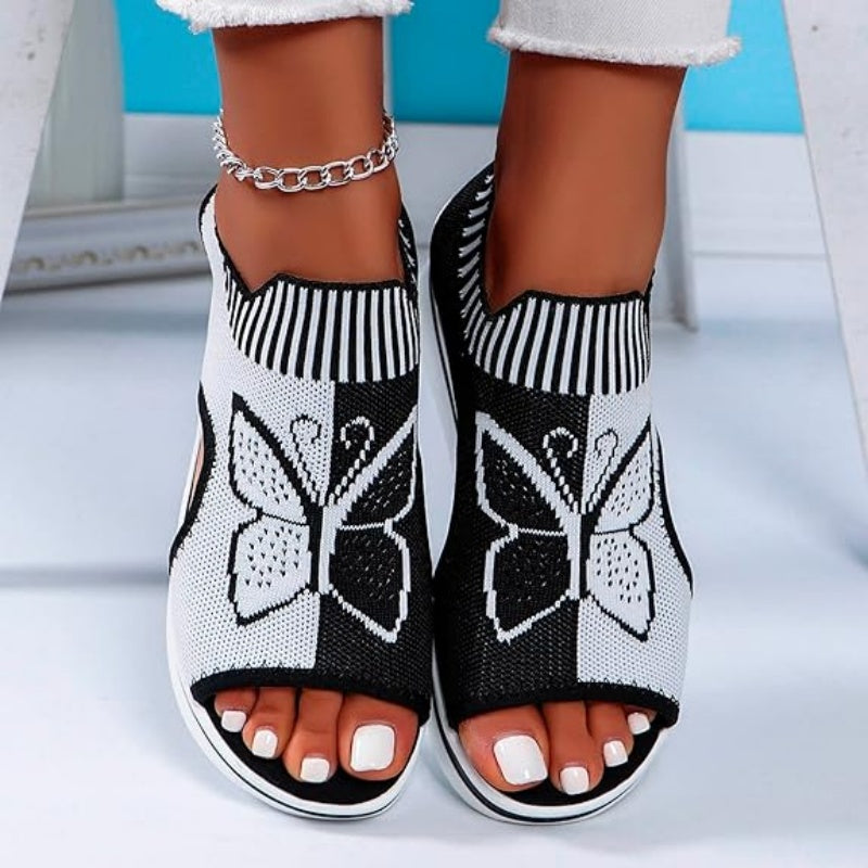 Sandali casual da donna con zeppa, punta aperta e stile da spiaggia