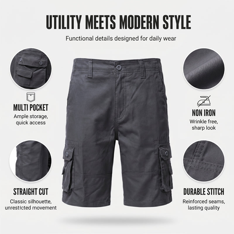 Pantaloncini cargo da uomo per attività all'aperto - Multitasche e traspiranti