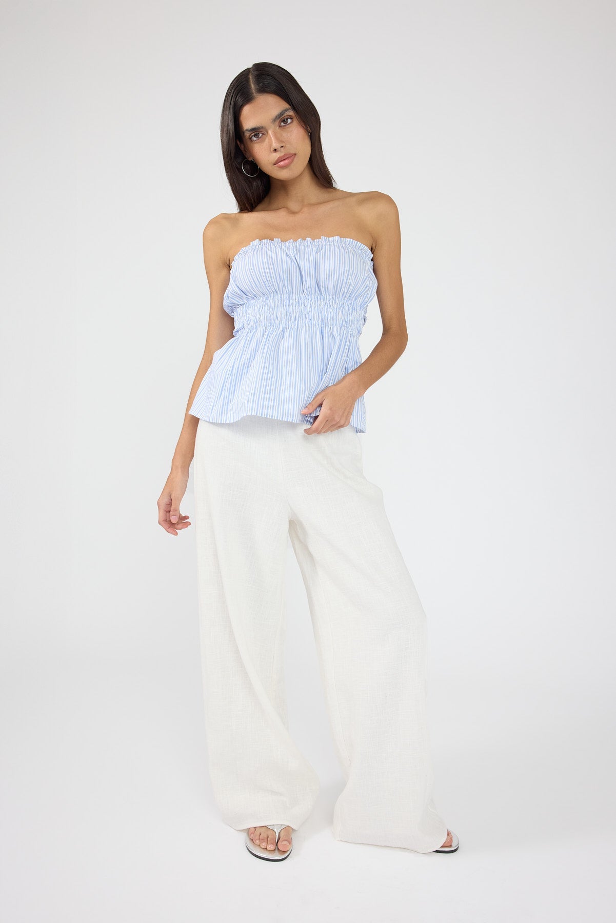 LINEN PANT White