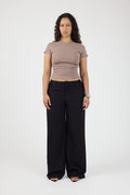 Low Rise Recycled Tailored Pant Black