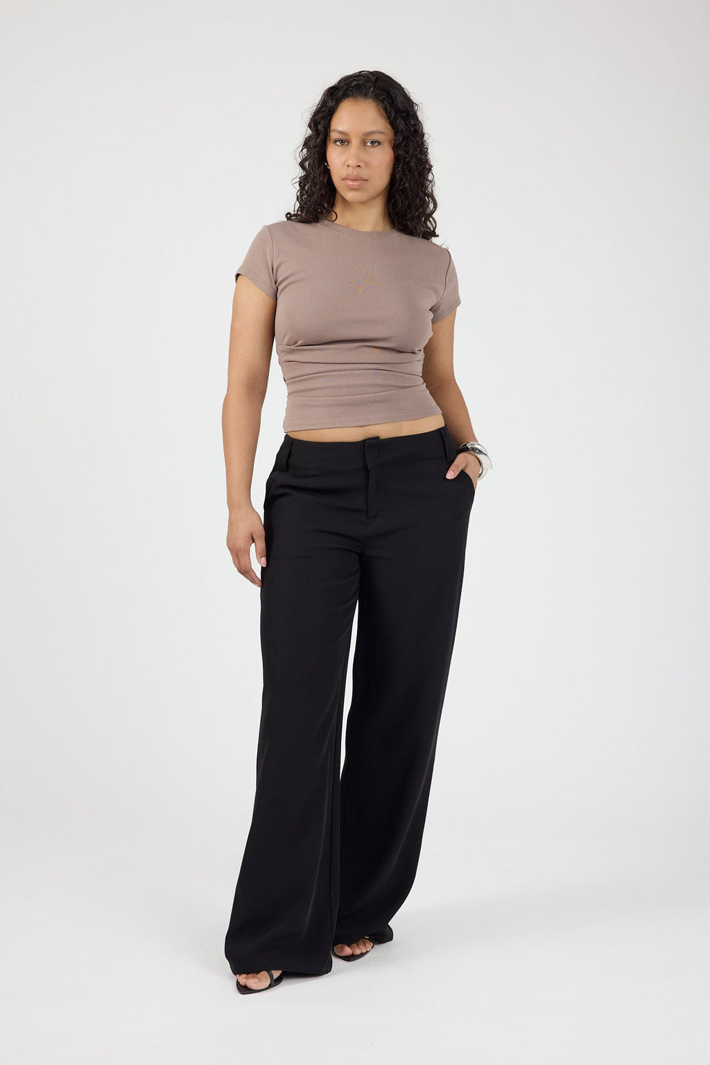 Low Rise Recycled Tailored Pant Black