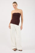 Strapless Knit Top Chocolate Brown