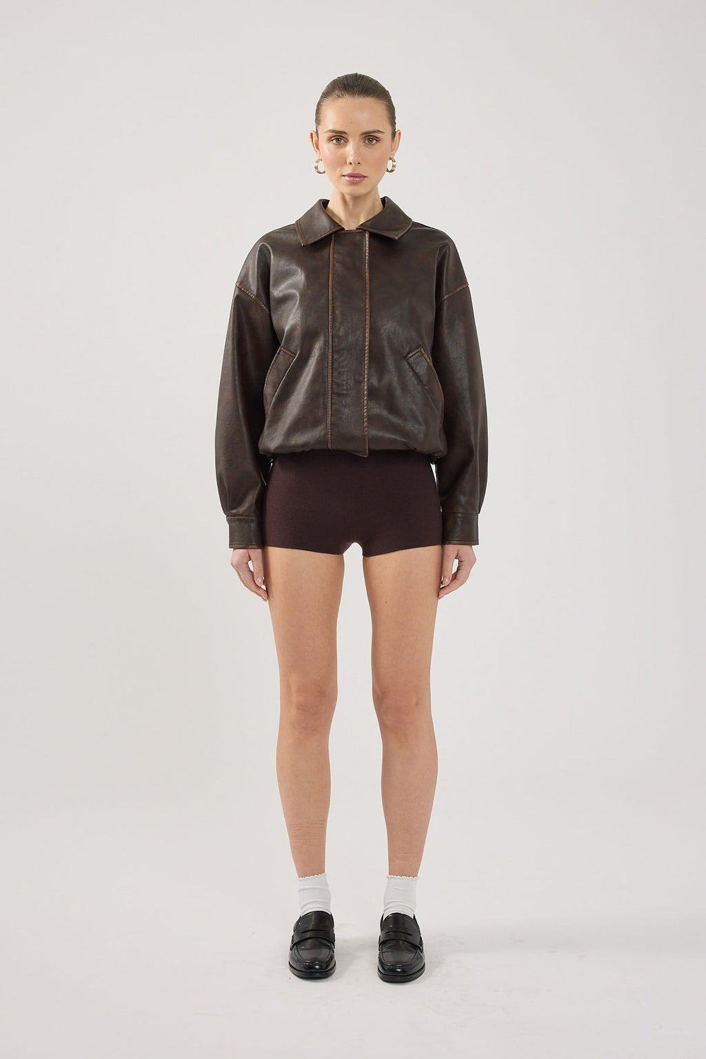 Mini Knit  Short Brown