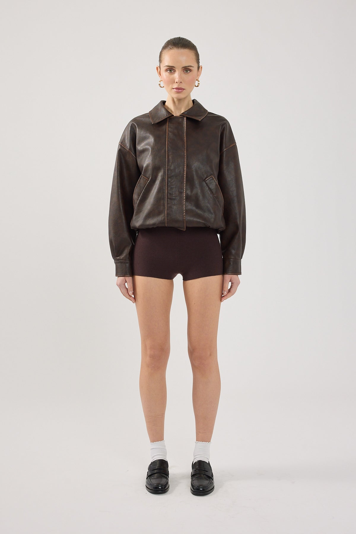 Mini Knit  Short Brown
