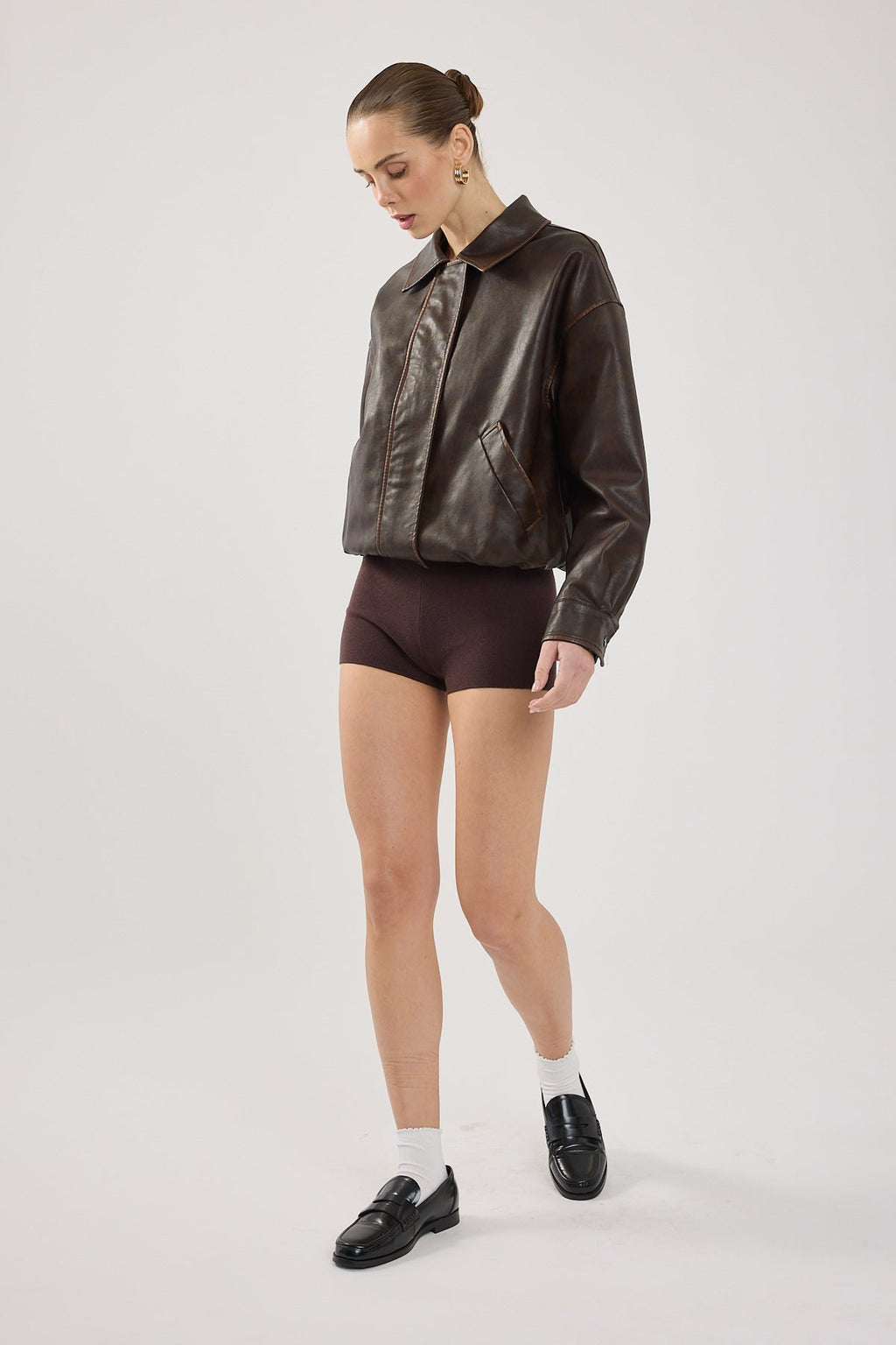Mini Knit  Short Brown
