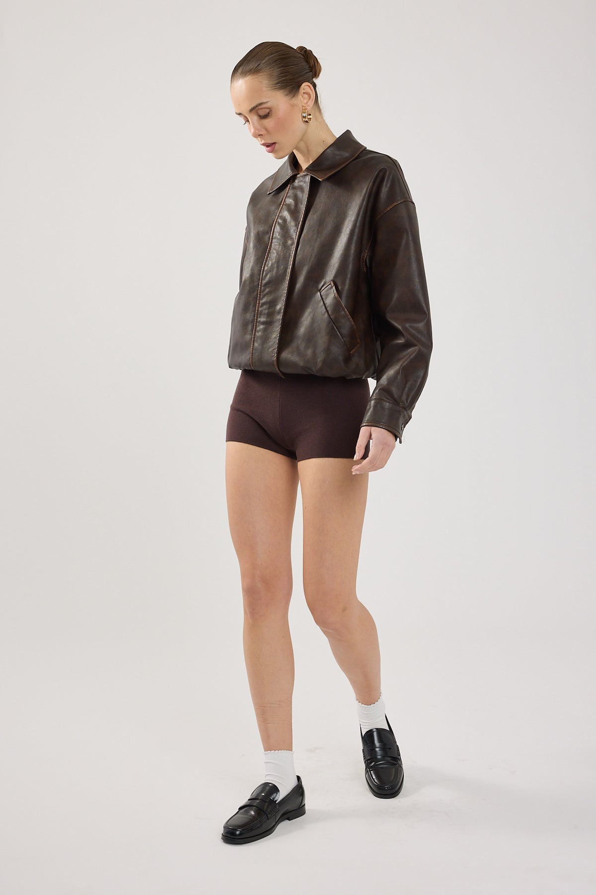 Mini Knit  Short Brown