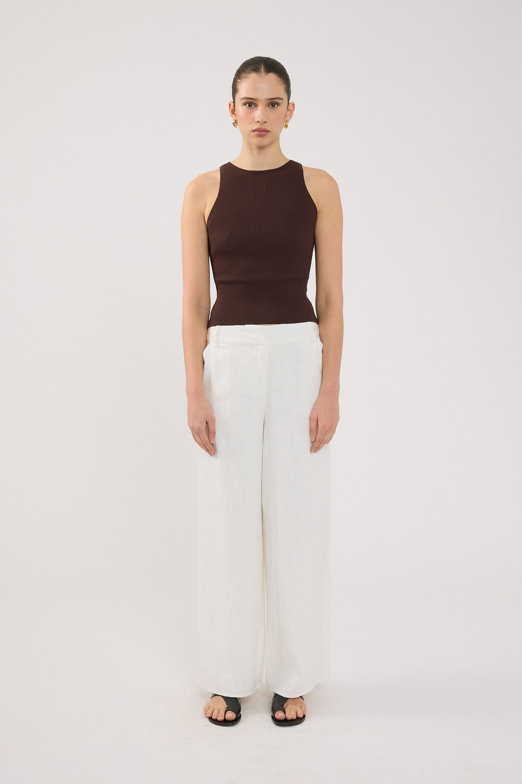 Low Rise Linen Pant White
