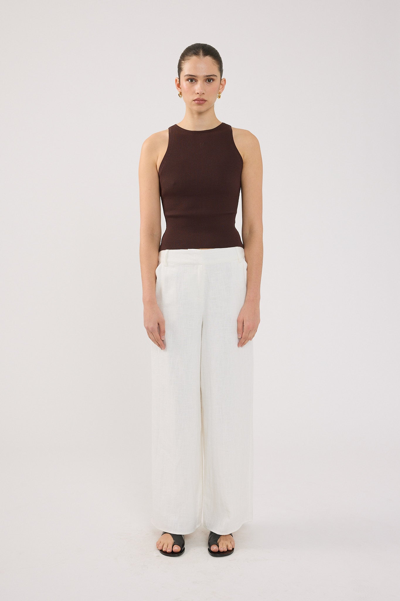 Low Rise Linen Pant White