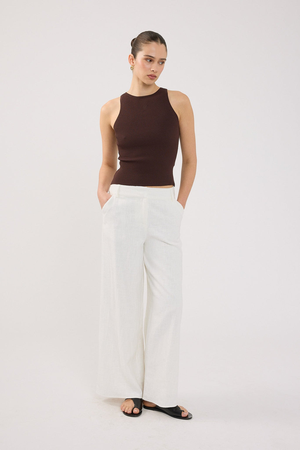 Low Rise Linen Pant White