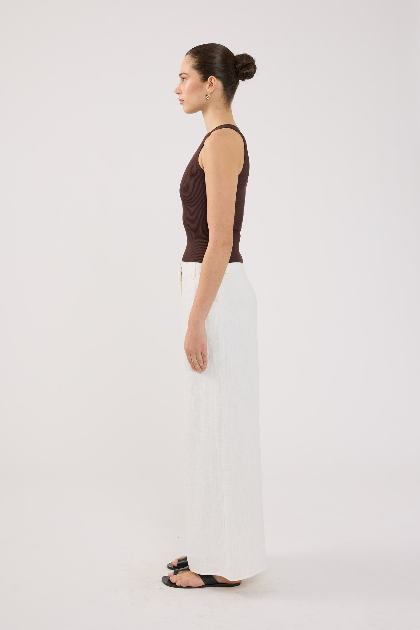 Low Rise Linen Pant White