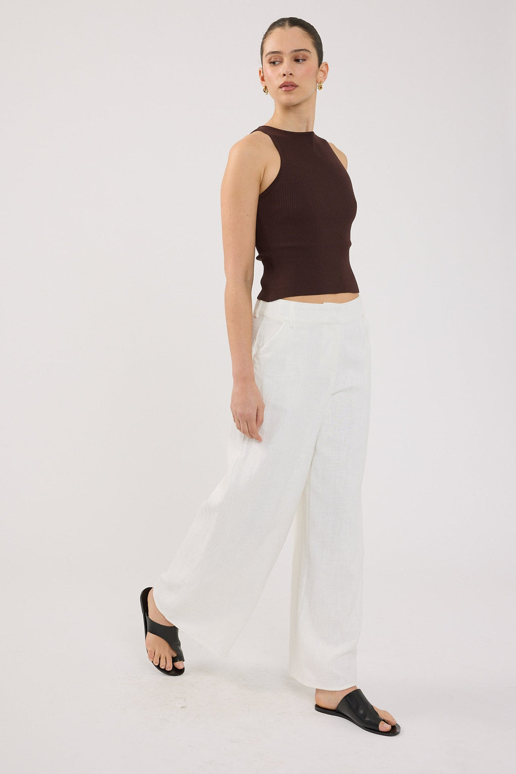 Low Rise Linen Pant White