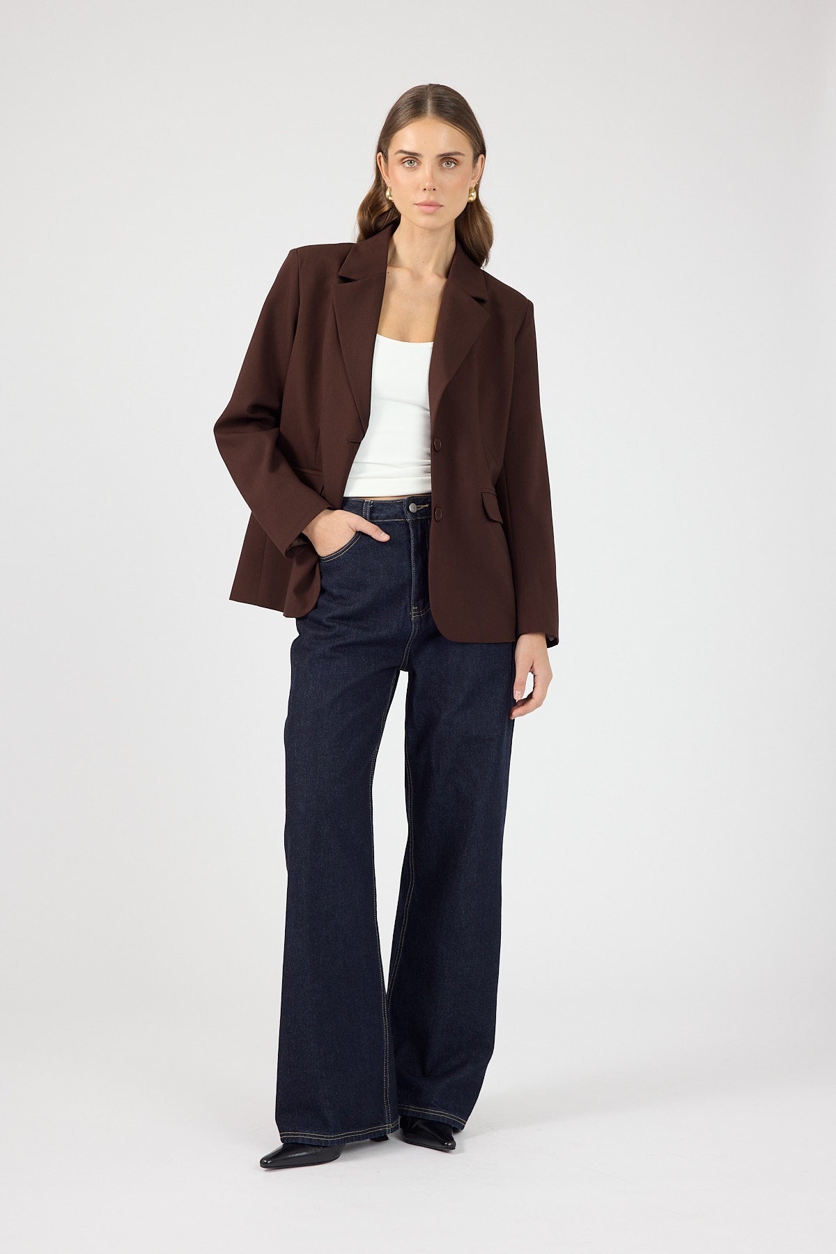 Oversized Blazer Chocolate Brown
