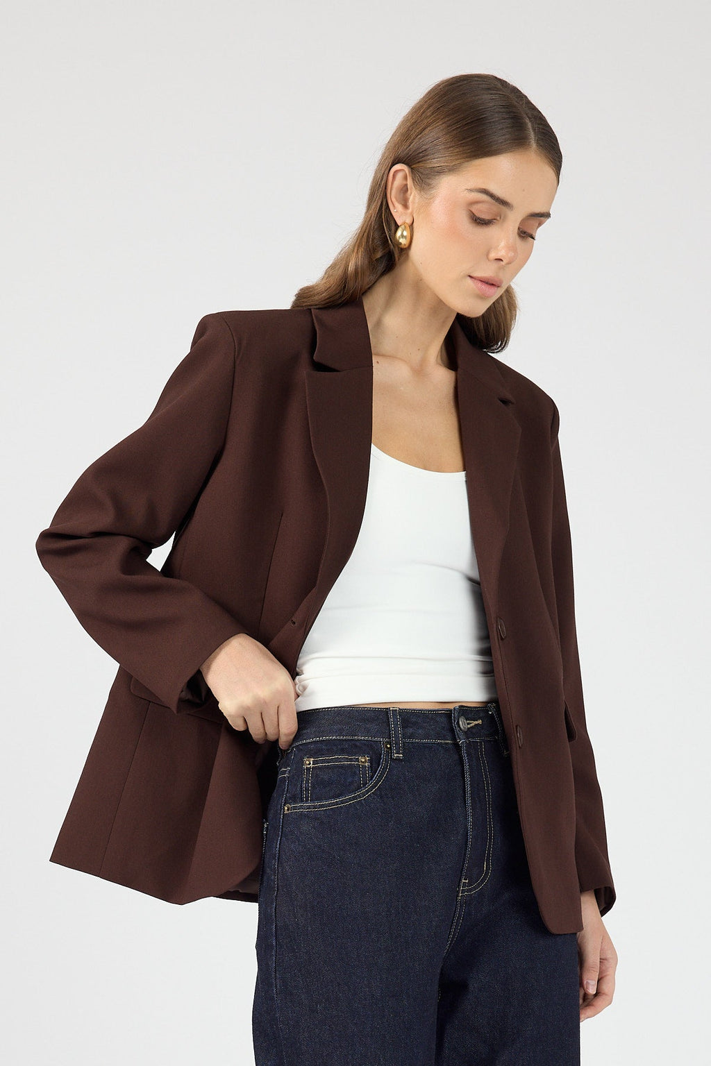 Oversized Blazer Chocolate Brown