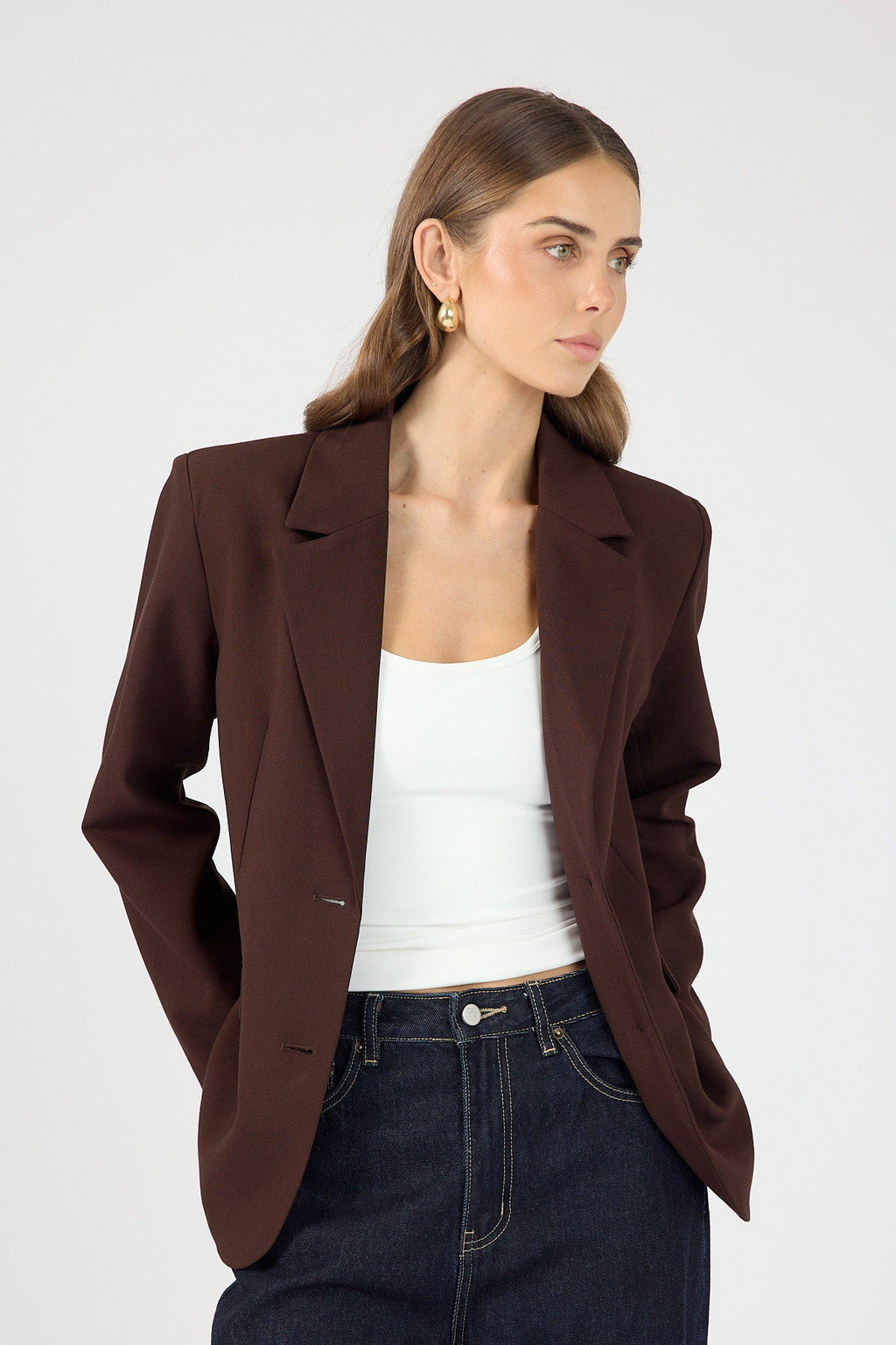 Oversized Blazer Chocolate Brown
