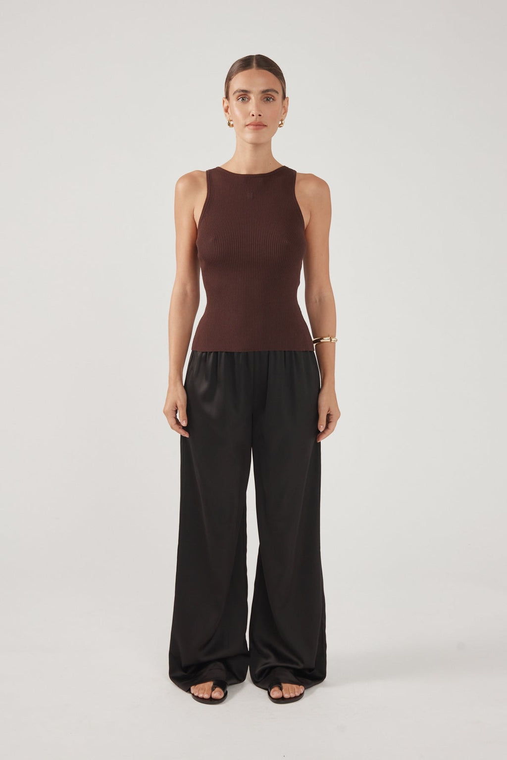 Racer Tank Knit Top Chocolate