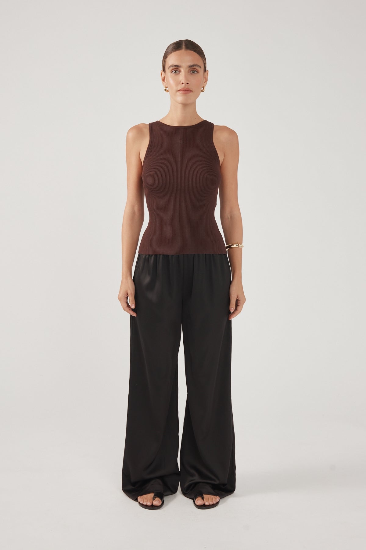 Racer Tank Knit Top Chocolate