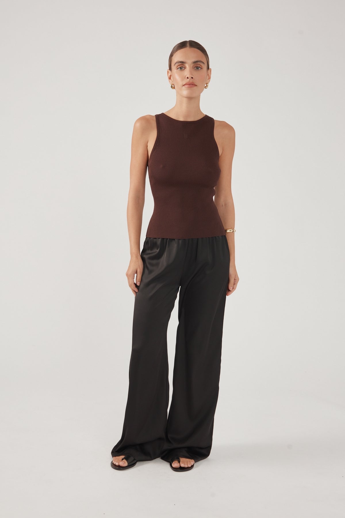 Racer Tank Knit Top Chocolate
