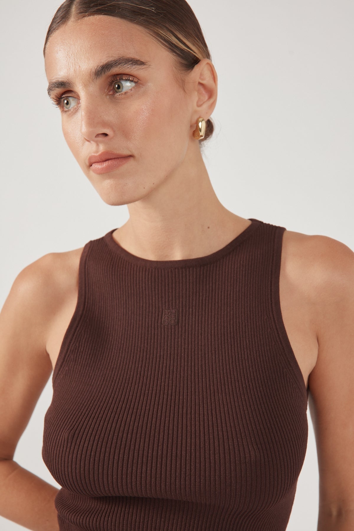 Racer Tank Knit Top Chocolate