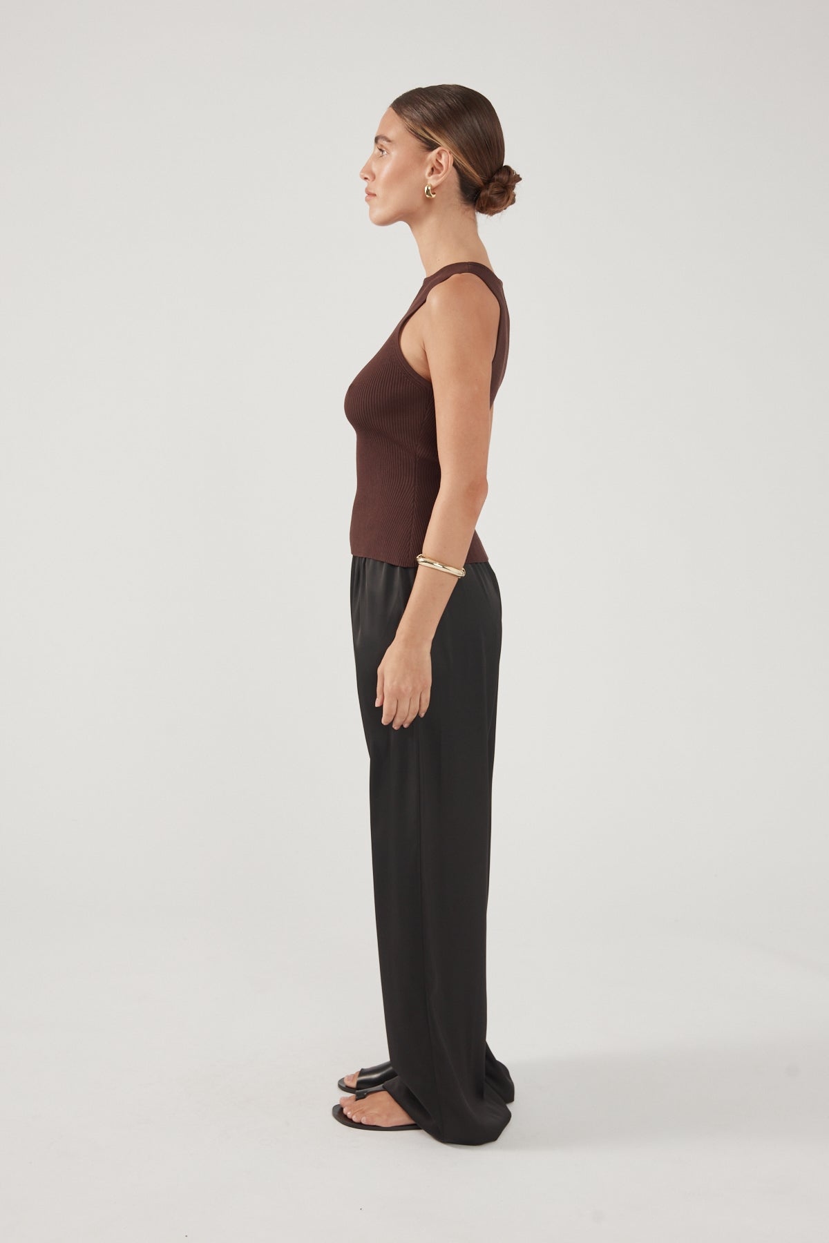 Racer Tank Knit Top Chocolate