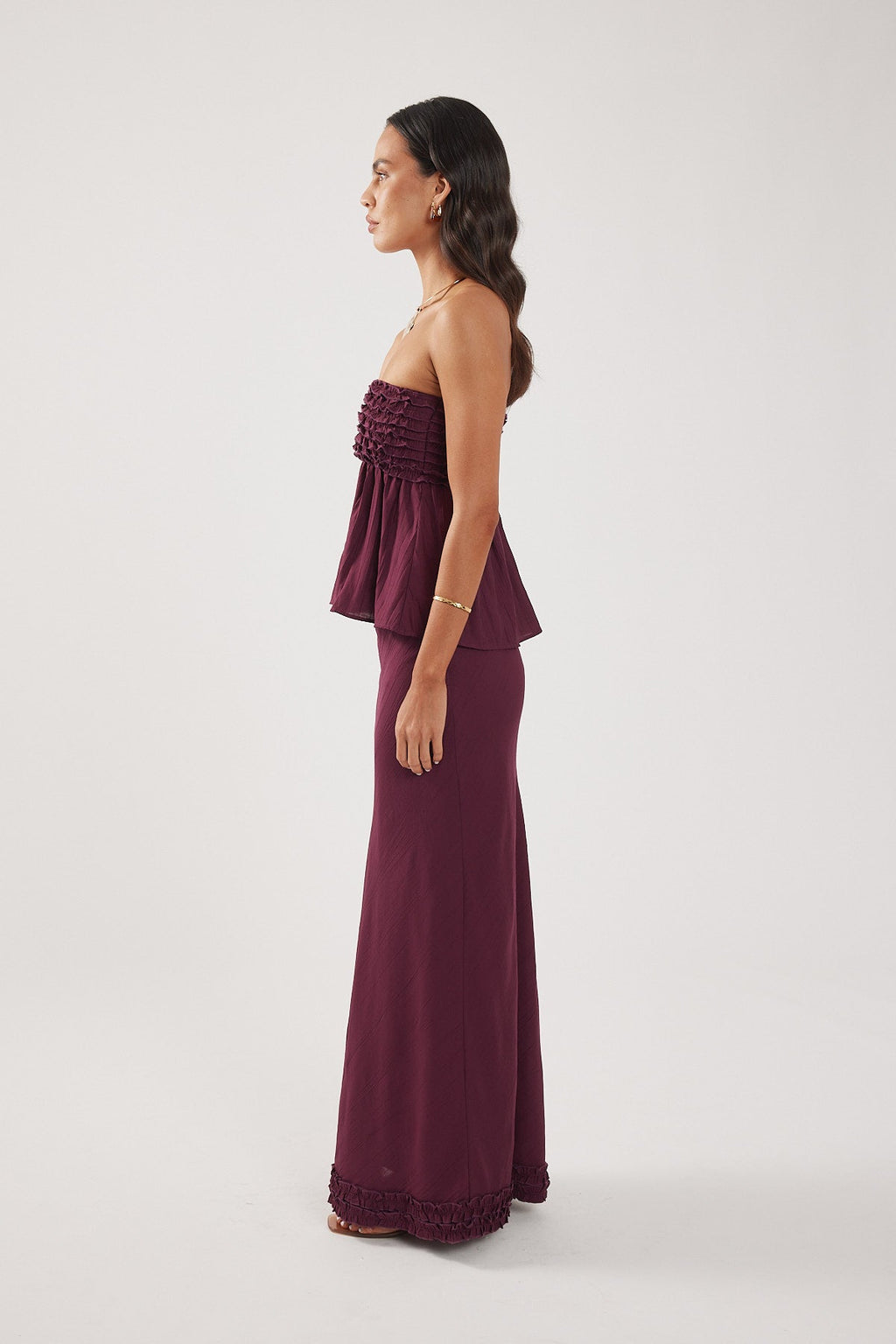 Frill Maxi Skirt Plum