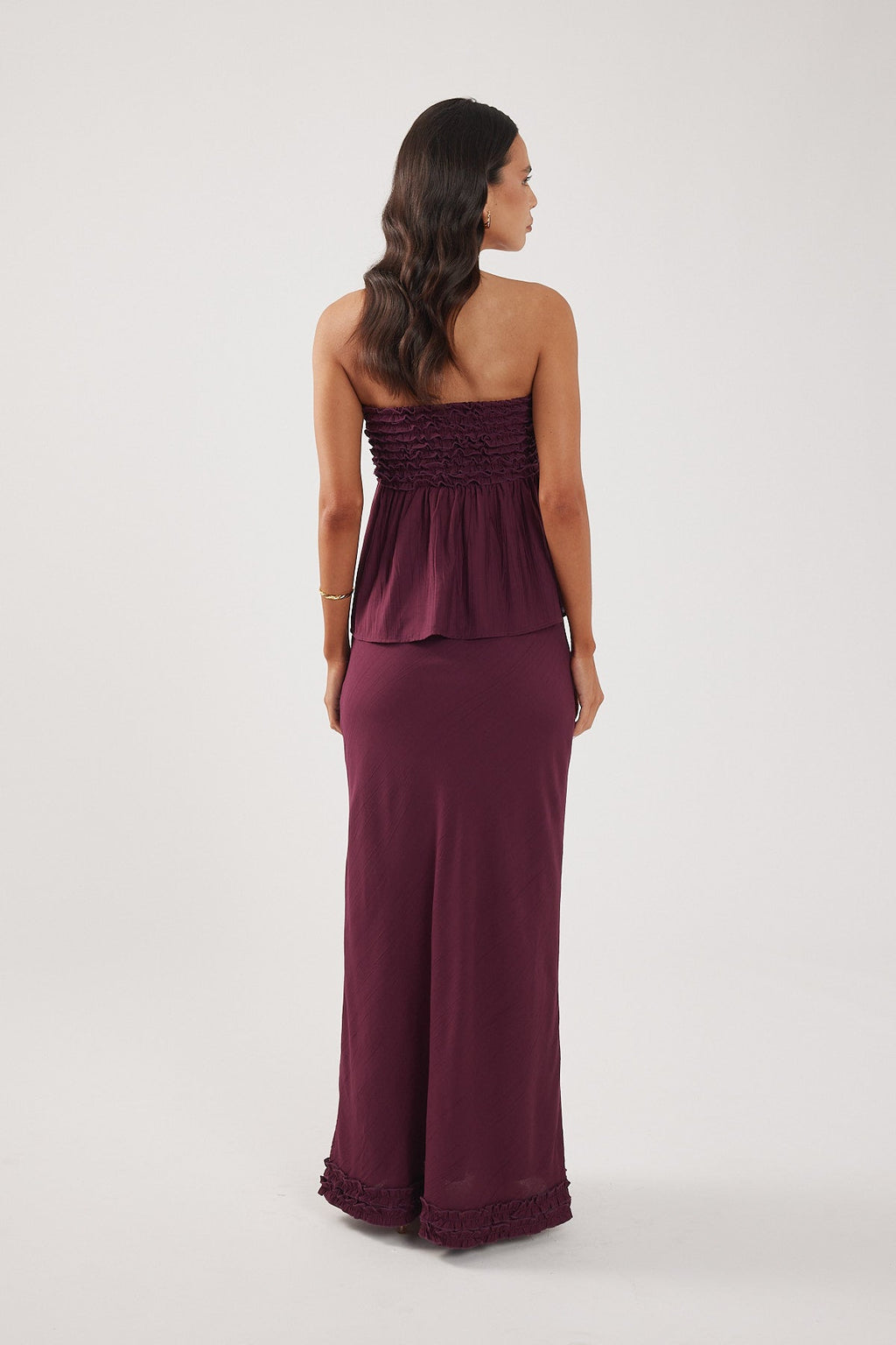 Frill Maxi Skirt Plum