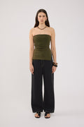 Strapless Knit Top Khaki