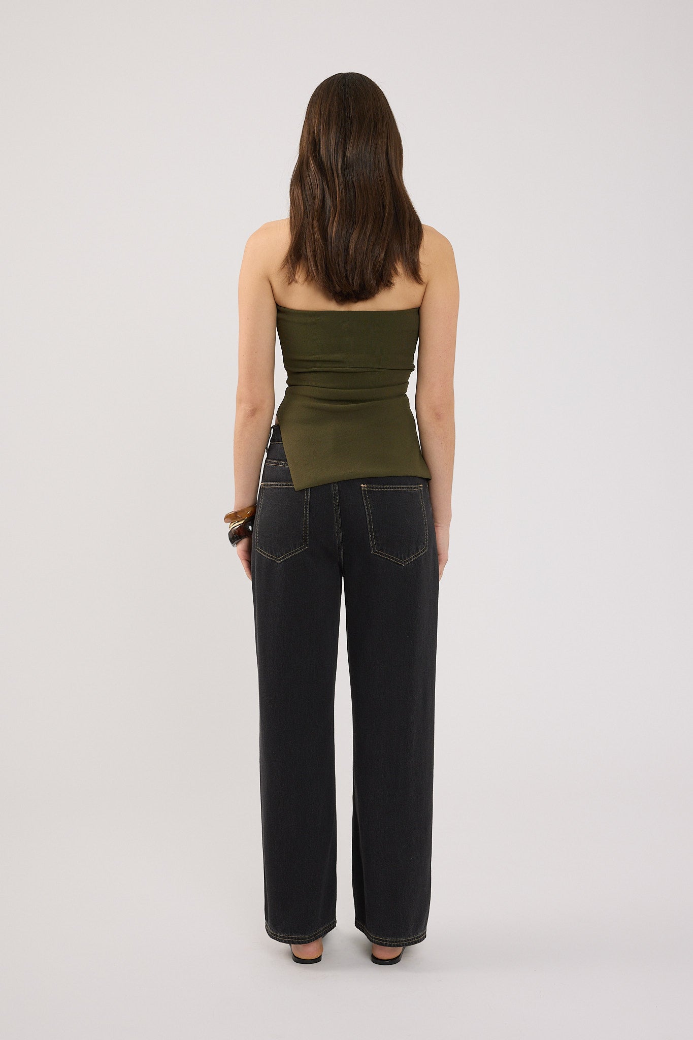 Strapless Knit Top Khaki