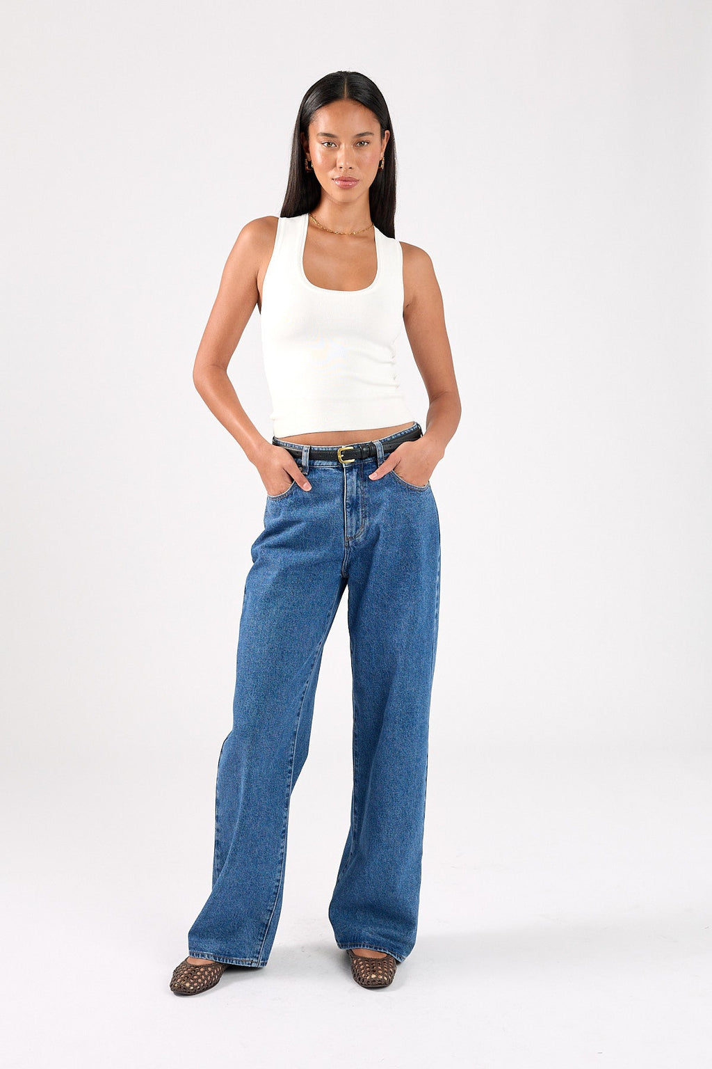 Knit Racer Top White