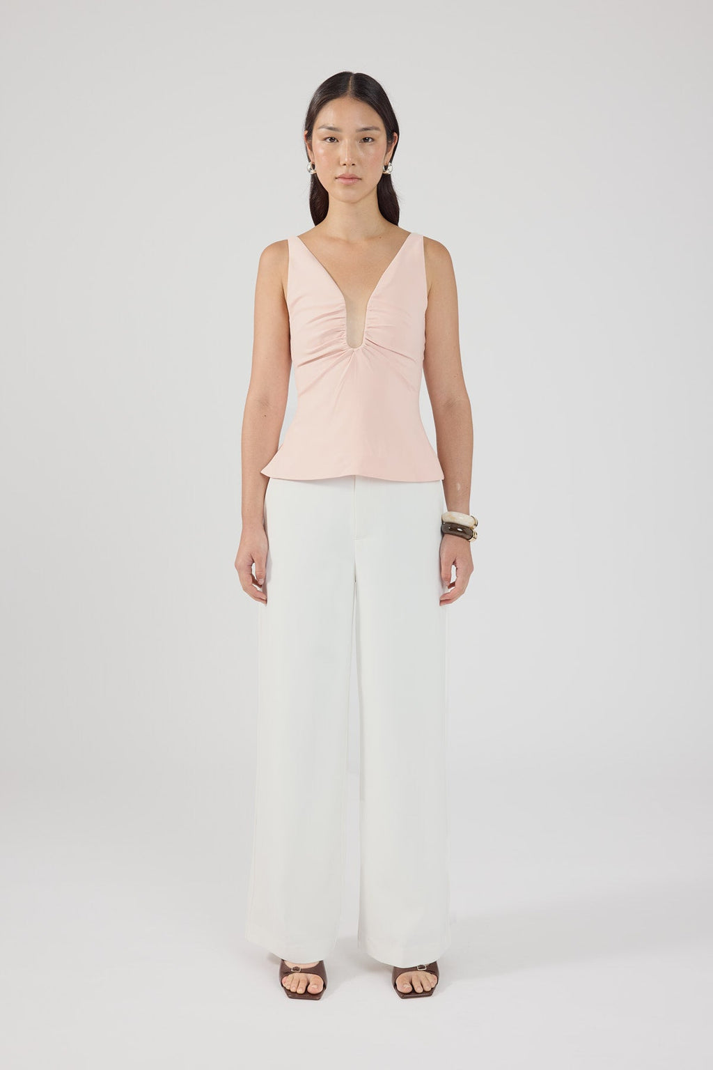 High Rise Suiting Pants White