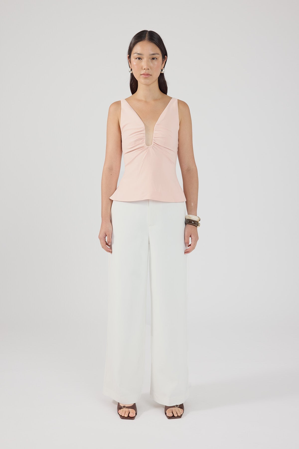 High Rise Suiting Pants White