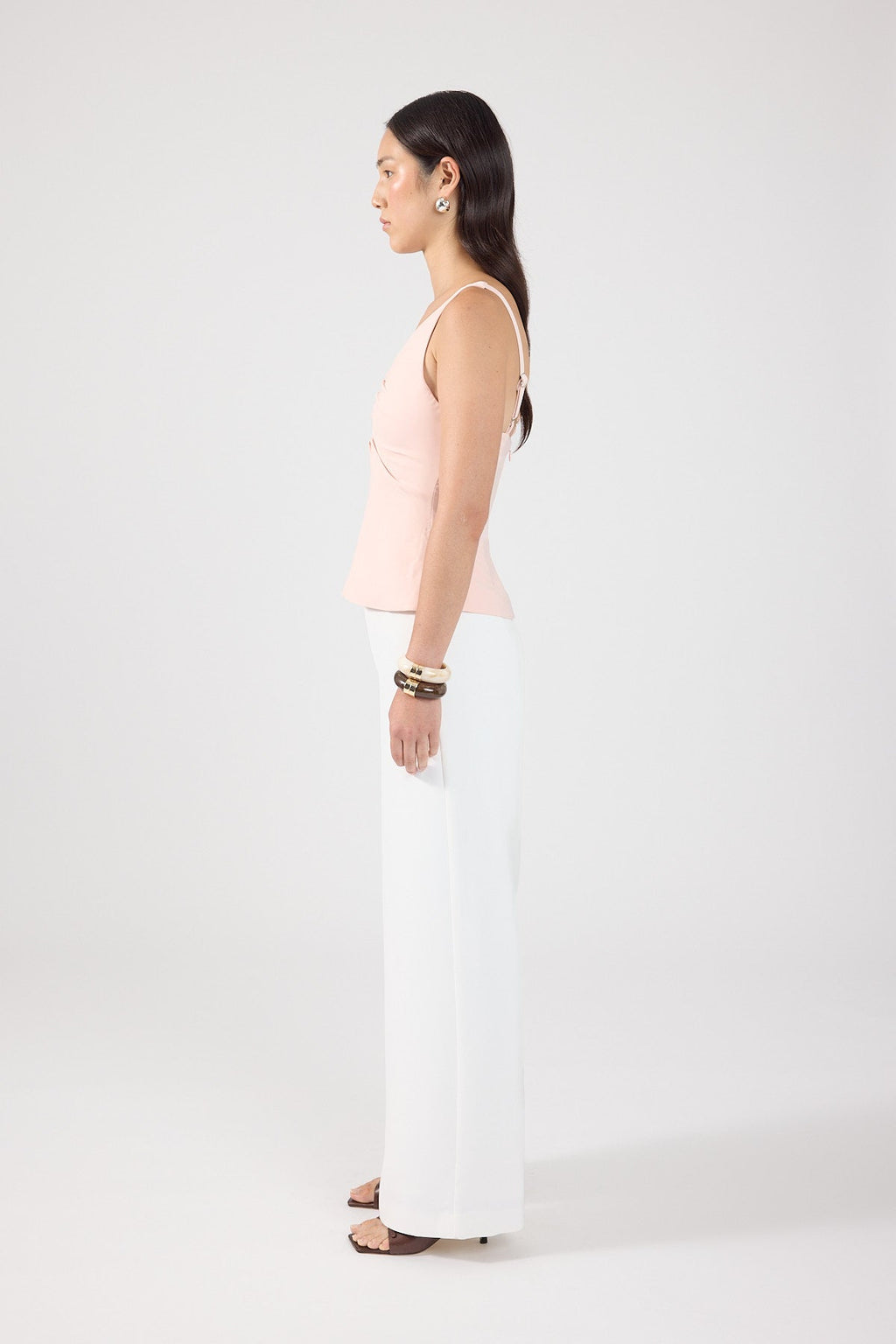 High Rise Suiting Pants White