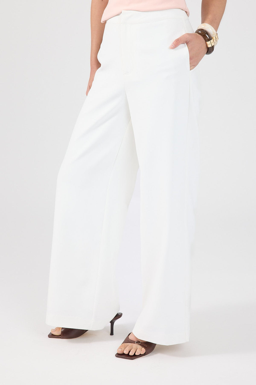 High Rise Suiting Pants White