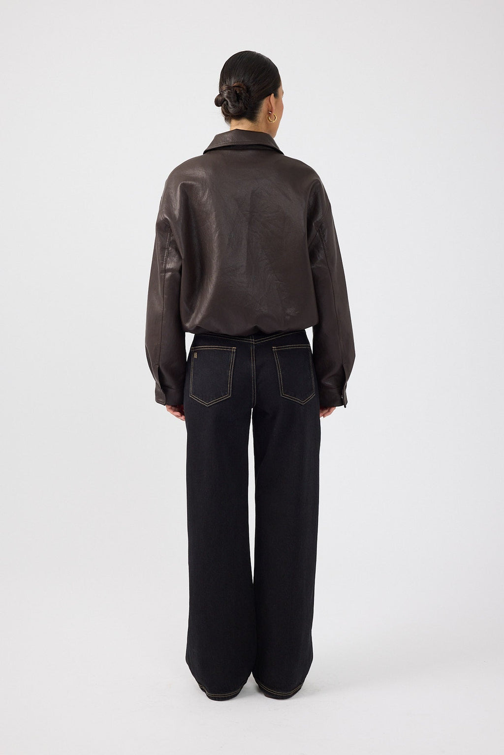 Bubble PU Bomber Jacket Brown